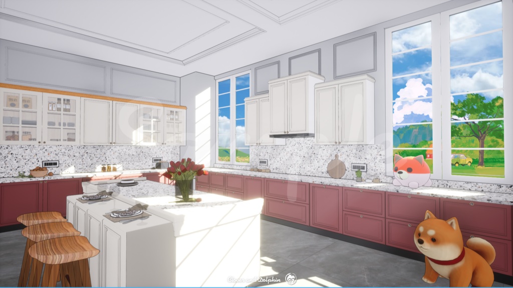 Shiba Kitchen 柴犬キッチン|背景画像セット【Vtuberさん向け】