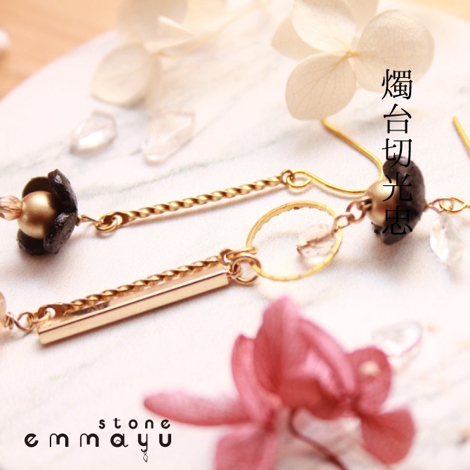 【燭台切光忠イメージ×天然石】ゴールデンオーラピアス【刀剣乱舞イメージアクセサリー】