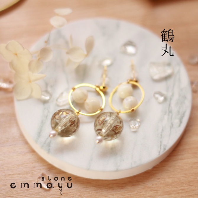 【鶴丸国永イメージ×天然石】マザーオブパールピアス【刀剣乱舞イメージアクセサリー】