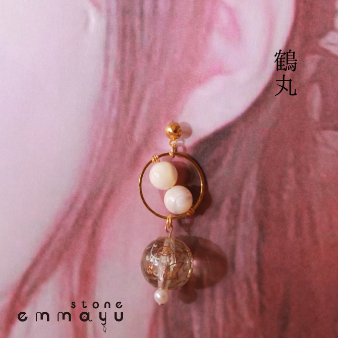 【鶴丸国永イメージ×天然石】マザーオブパールピアス【刀剣乱舞イメージアクセサリー】