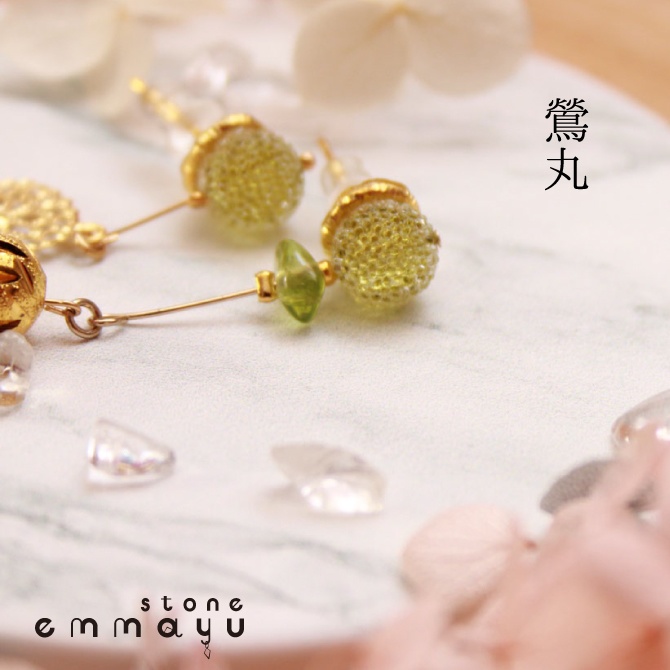 【鶯丸イメージ×天然石】ペリドットピアス【刀剣乱舞イメージアクセサリー】