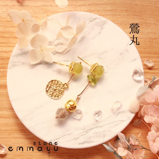 【鶯丸イメージ×天然石】ペリドットピアス【刀剣乱舞イメージアクセサリー】