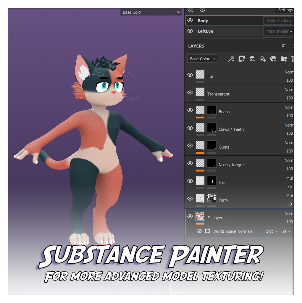 Atlas The Cat - Base - 3D Model For VRChat