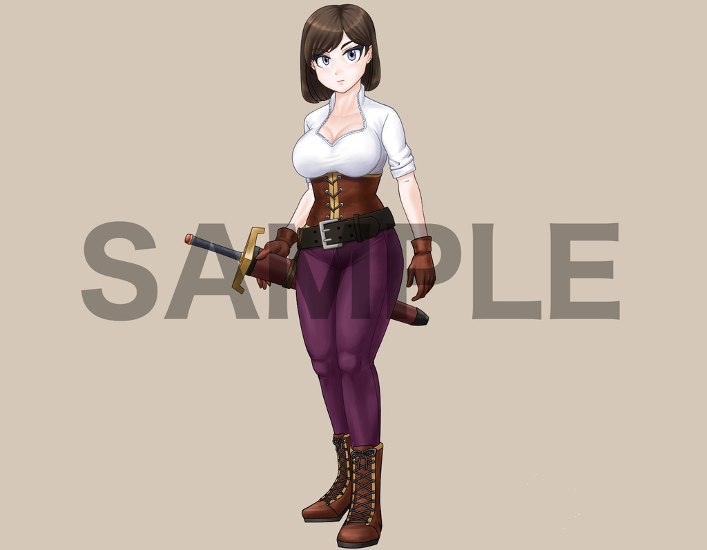 立ち絵素材、女剣士、C01