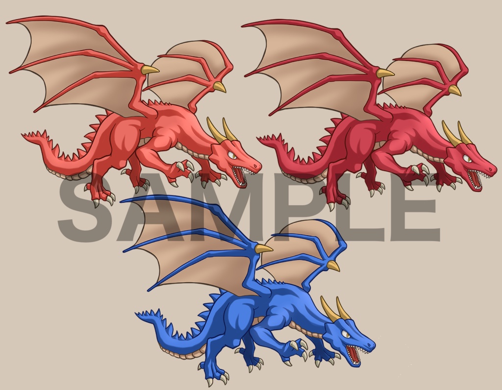 立ち絵素材、覚醒した竜族の女騎士と、ドラゴン、C15