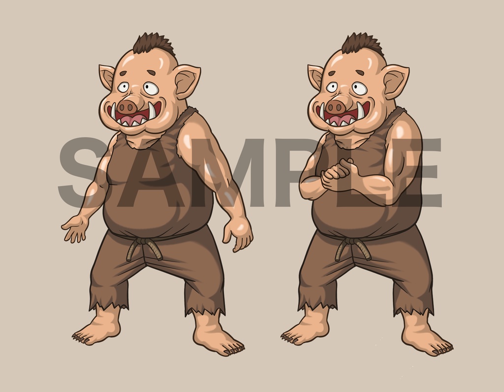 立ち絵素材、ごますりオーク、現代スーツ、ファンタジー服、学生ブレザー、C18