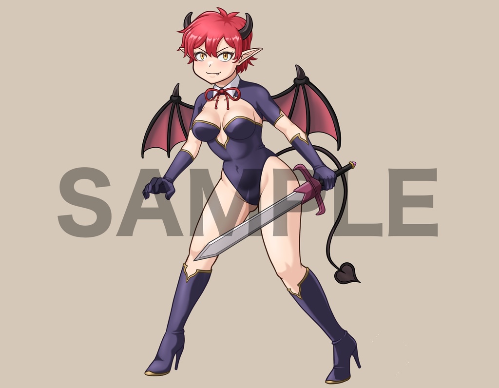 立ち絵素材、サキュバスの剣士、C21