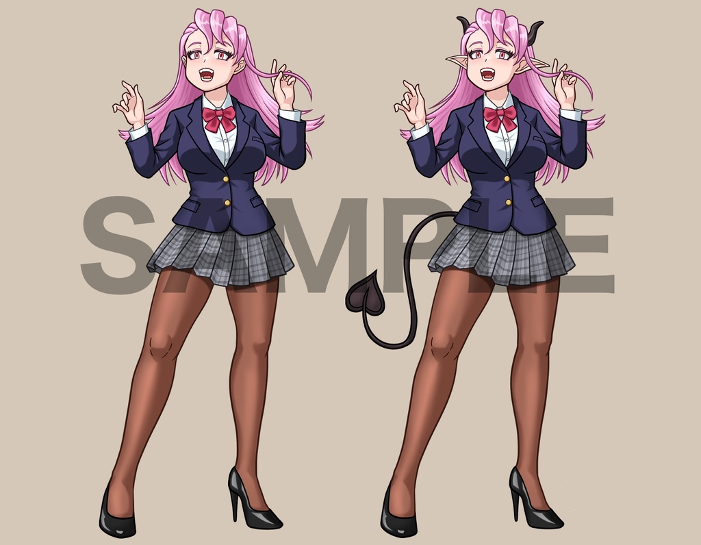 立ち絵素材、上から目線の女子高生、サキュバスバージョン付き、C19