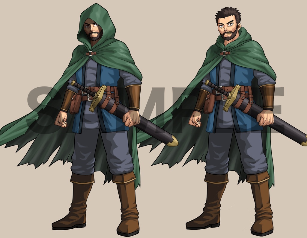 立ち絵素材、目の輝きを取り戻した村の英雄、C07