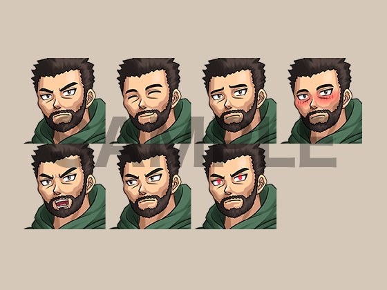 立ち絵素材、目の輝きを取り戻した村の英雄、C07