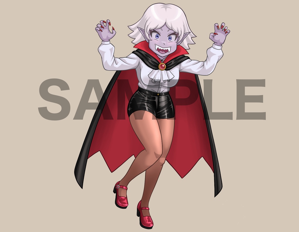 立ち絵素材、短パンの女吸血鬼、C32