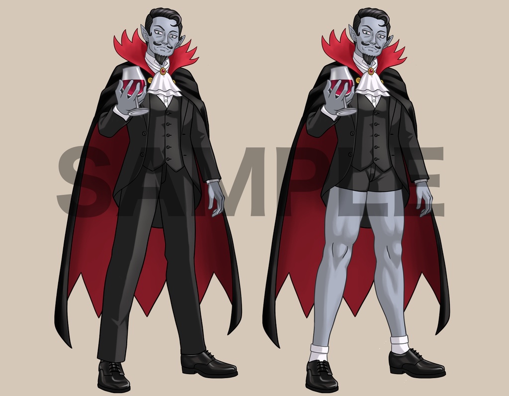 立ち絵素材、吸血鬼の伯爵、短パン差分付き、C33