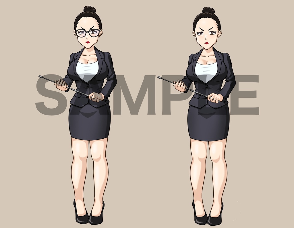 立ち絵素材、女教師、C36