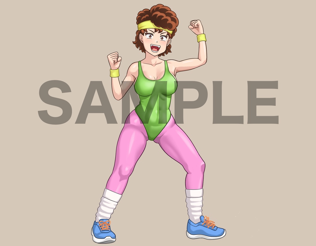 立ち絵素材、エアロビインストラクターの女性、C41