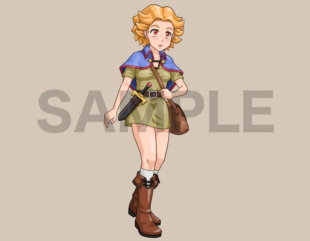 立ち絵素材、旅人の女性、C45