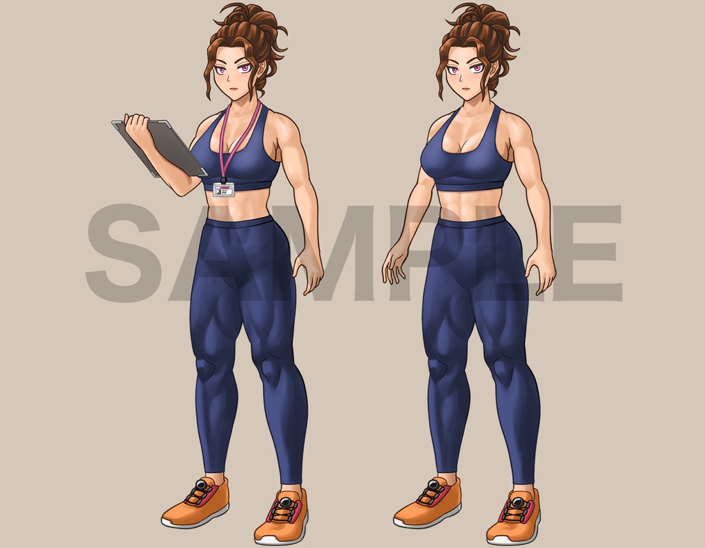 立ち絵素材、スポーツインストラクターの女性、C46