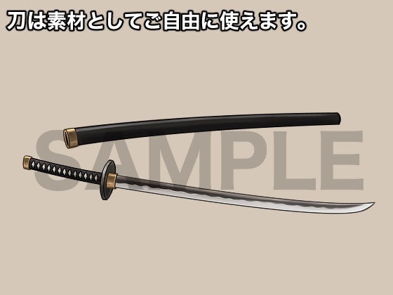 立ち絵素材、刀を持つ水着の女性、C04