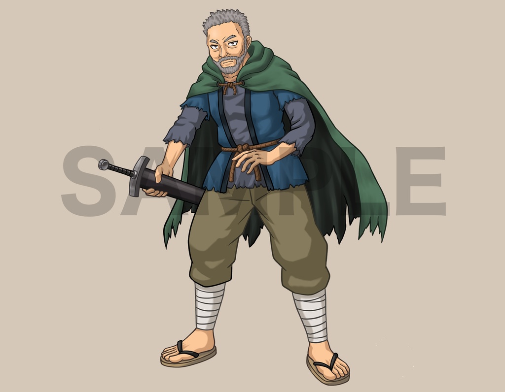 立ち絵素材、最後の戦いに挑む村の英雄、C07