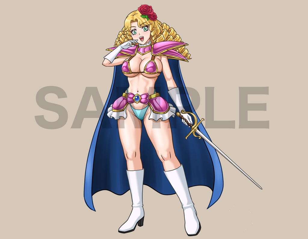立ち絵素材、ビキニアーマーとレイピアを装備したお嬢様、C53