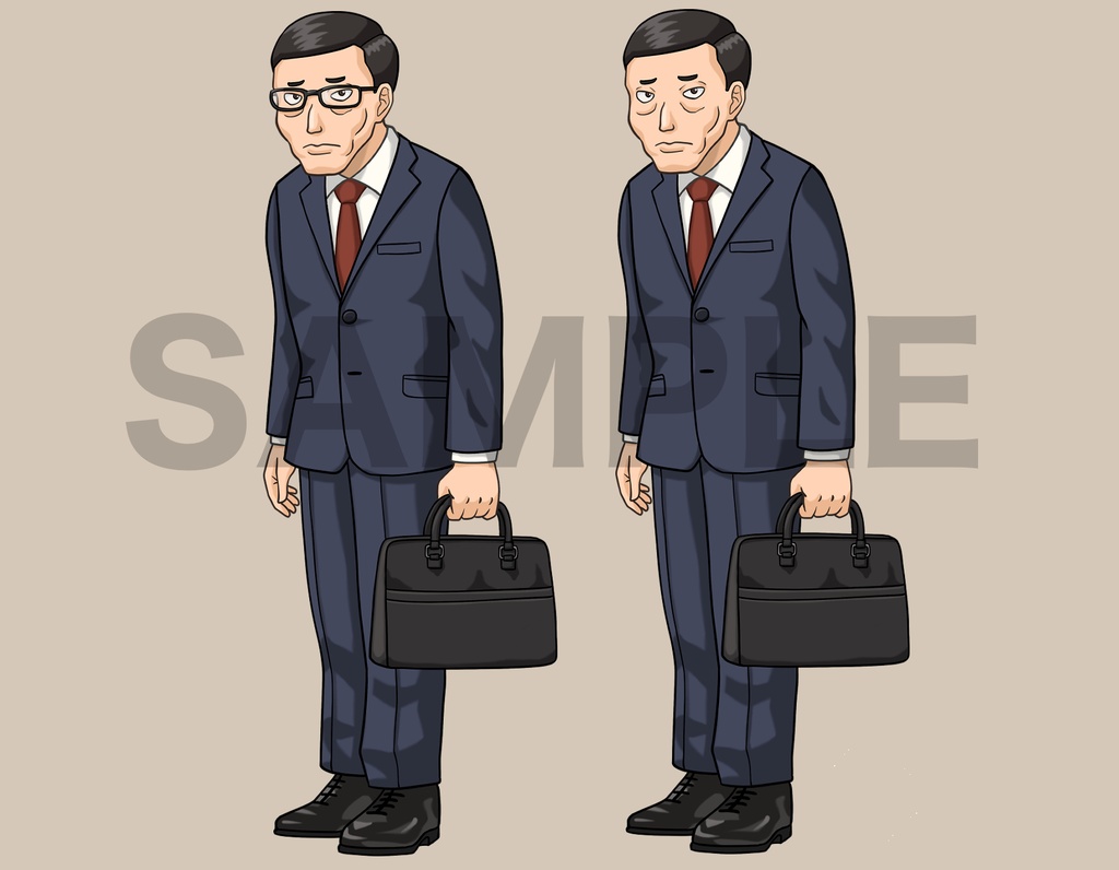 立ち絵素材、メガネのサラリーマン、C55