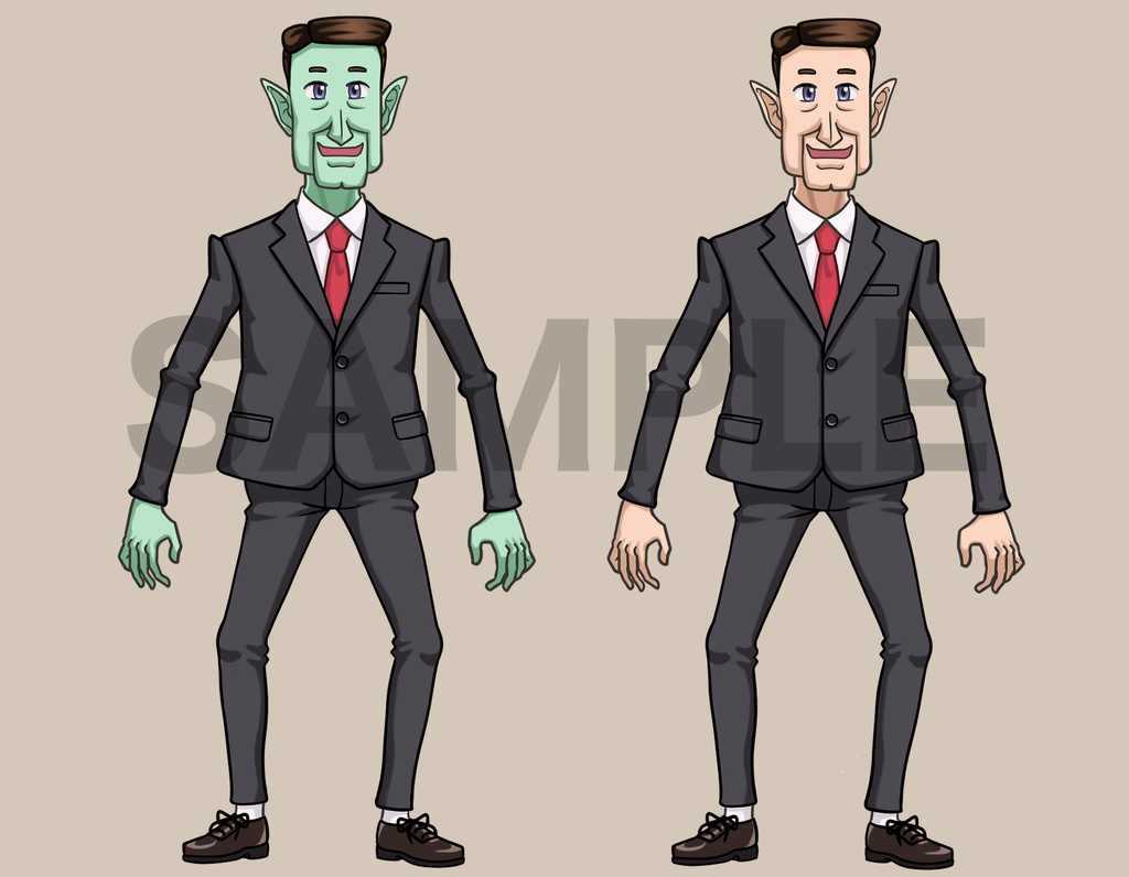 立ち絵素材、宇宙人かもしれないスーツの男性、C65