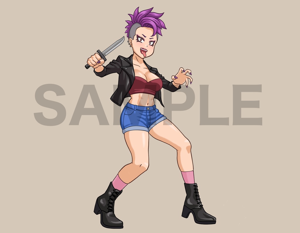 立ち絵素材、モヒカンのならず者、女悪党、C66