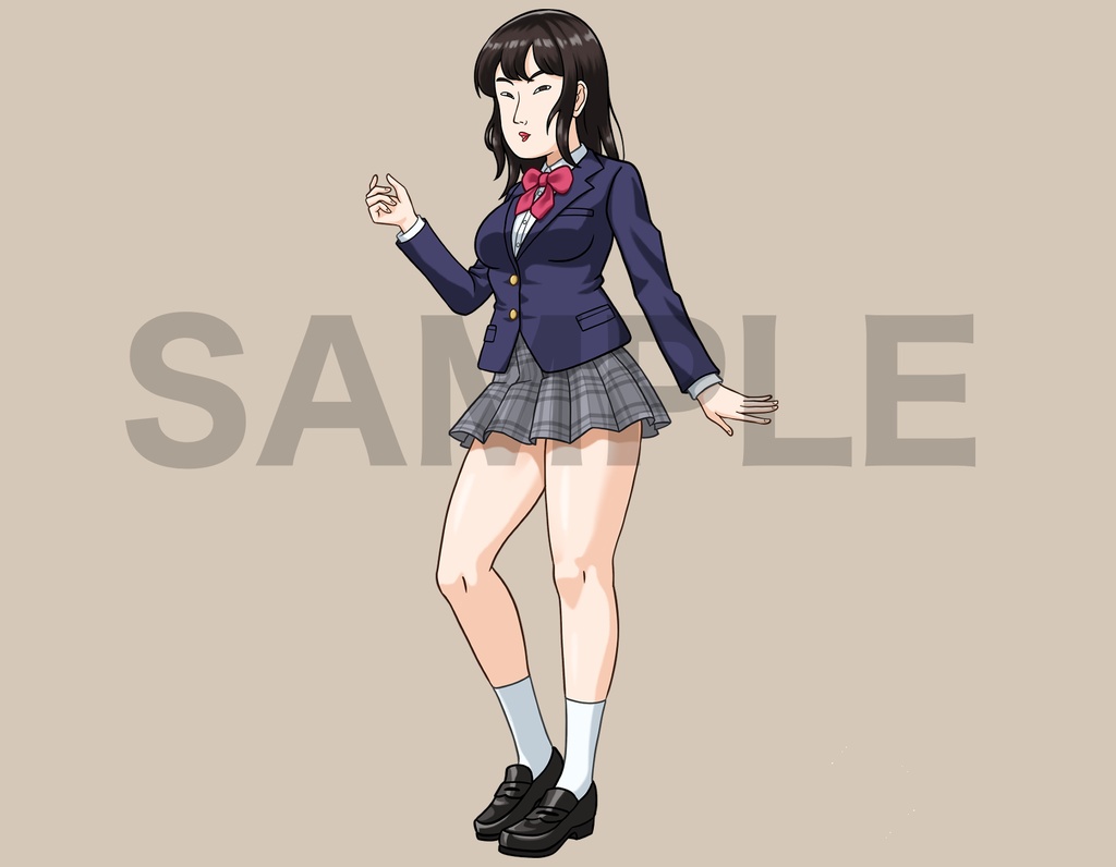 立ち絵素材、浮世絵フェイスの女子高生、C81