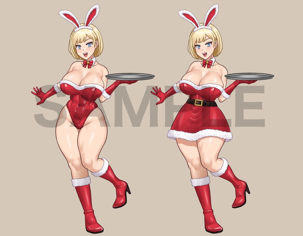 立ち絵素材、金髪のサンタバニーガール、C87