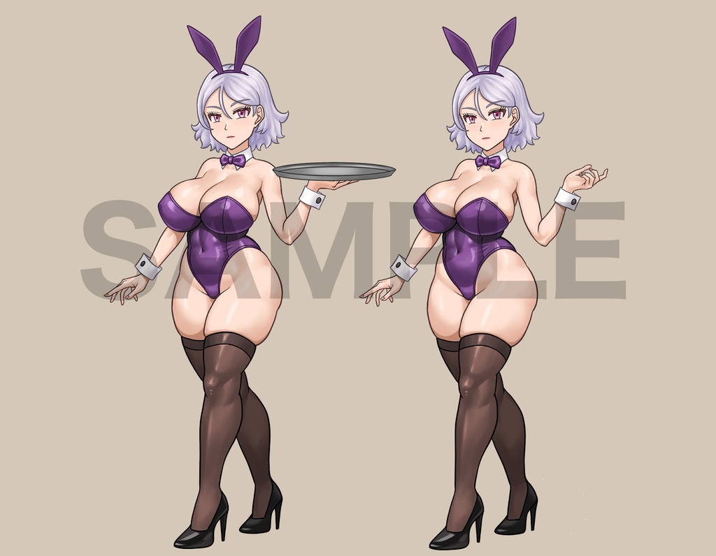 立ち絵素材、白髪のバニーガール、C82