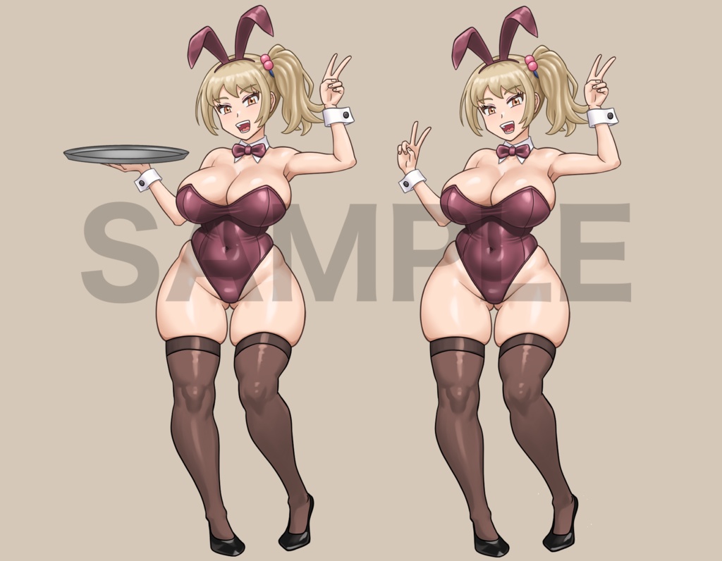 立ち絵素材、サイドテールのバニーガール、C85