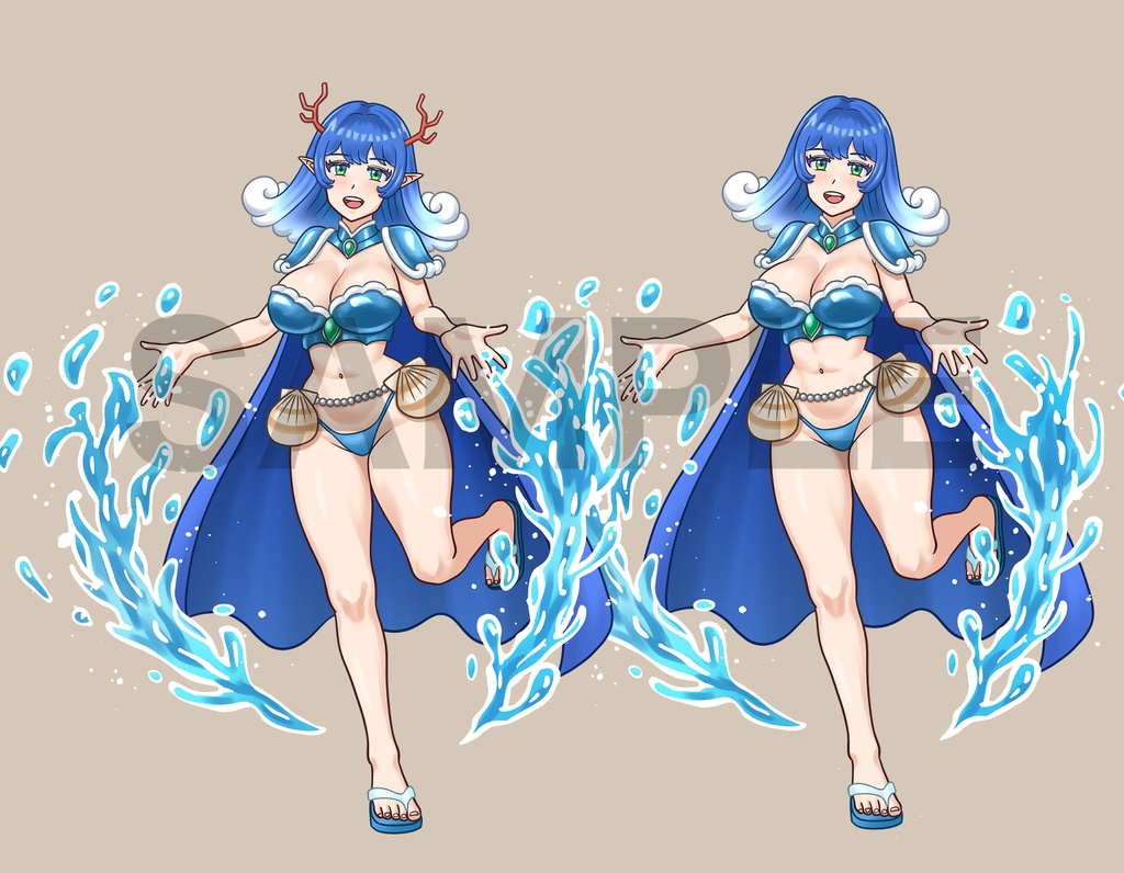 立ち絵素材、海(水)属性の魔族&人間、C106
