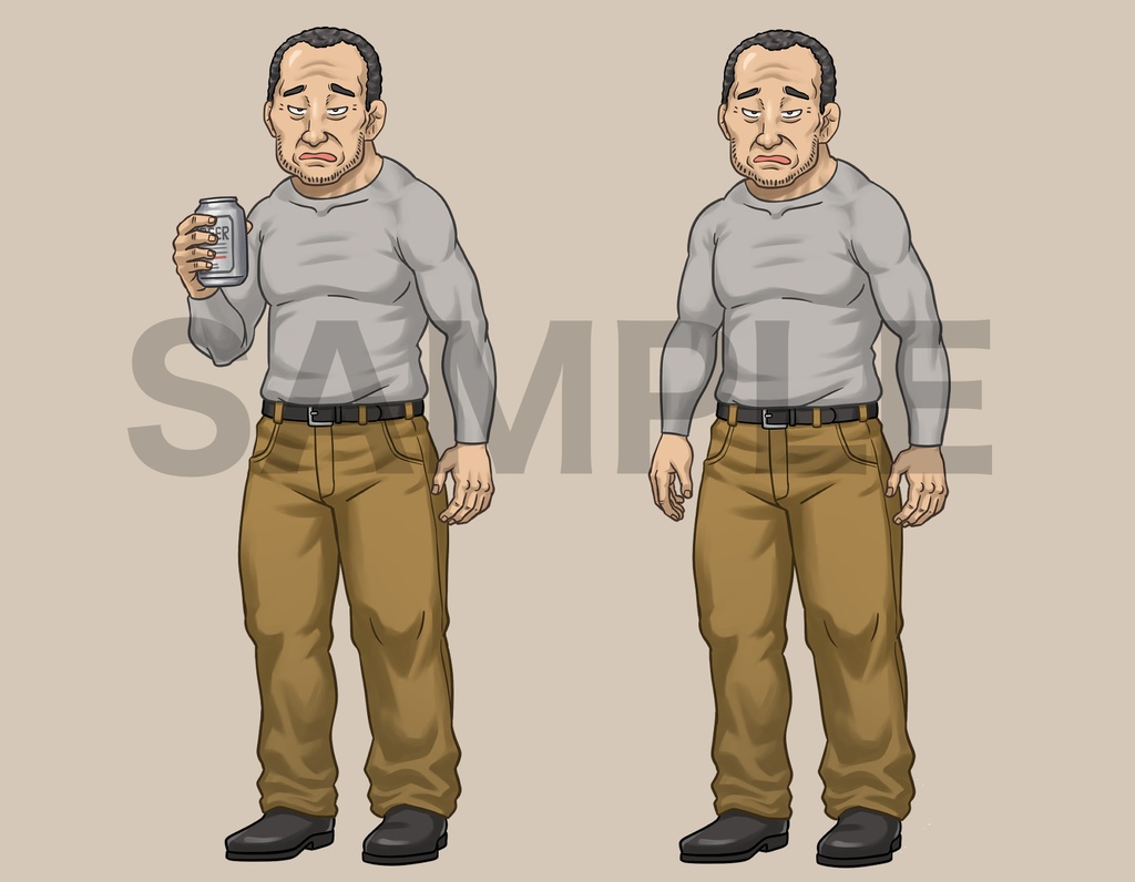 立ち絵素材、まあまあ強いやばい感じのおじさん、C111