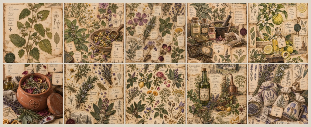 BOTANICAL APOTHECARY — HERBARIUM JUNK JOURNAL|古い薬草院の植物標本風ジャンクジャーナル素材