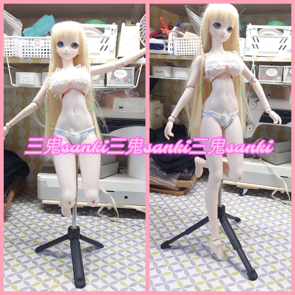 屋内展示用ドールスタンド/パズルピース台座とT字腰支えタイプのセット(ドールサイズ説明記載)