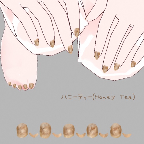 【無料/Free】VRoid用テクスチャ|べっ甲ネイル3種セット(ハニーティー/キャラメル/ショコラ)