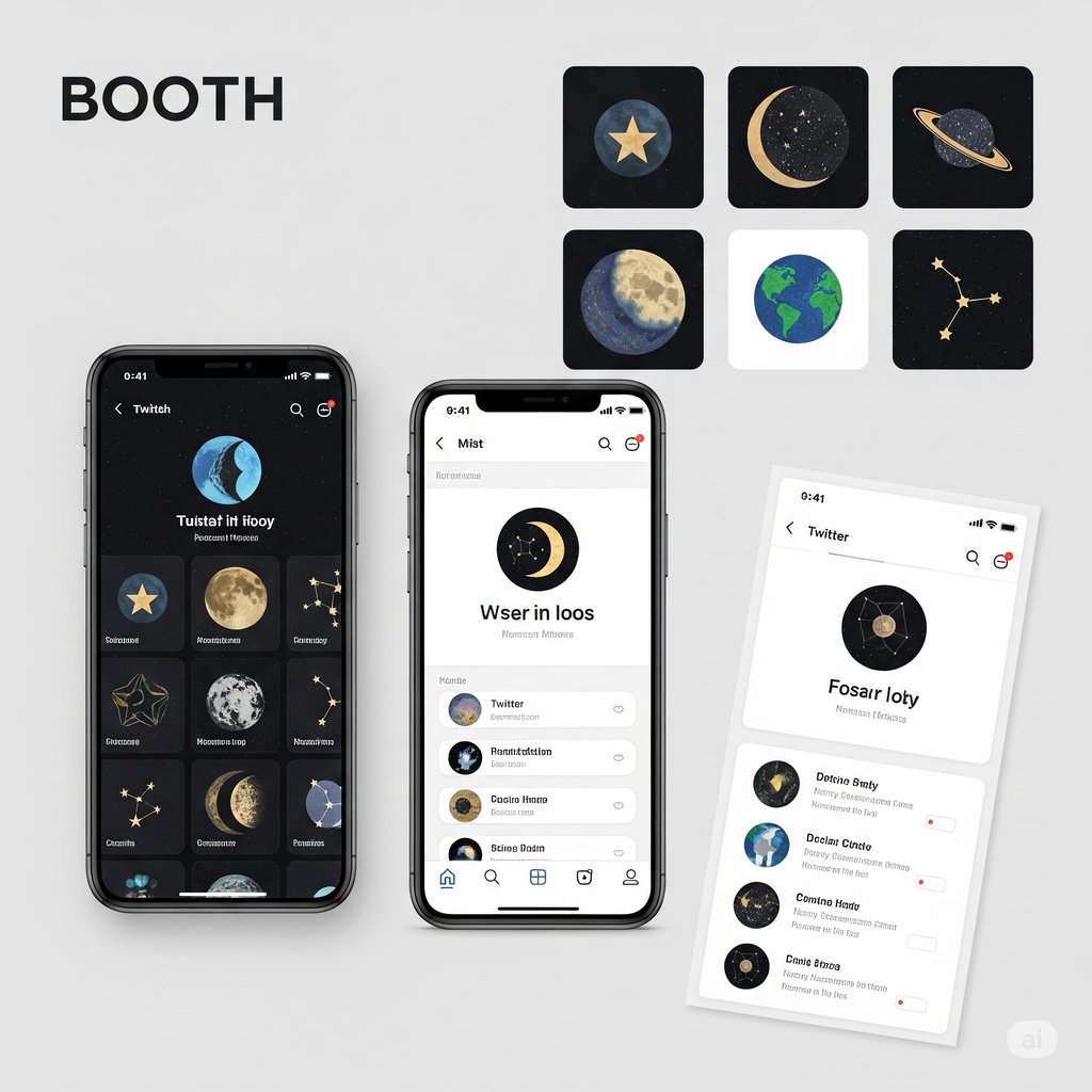 幻想的な宇宙を描く - 主要天体アイコンセット (背景透過)