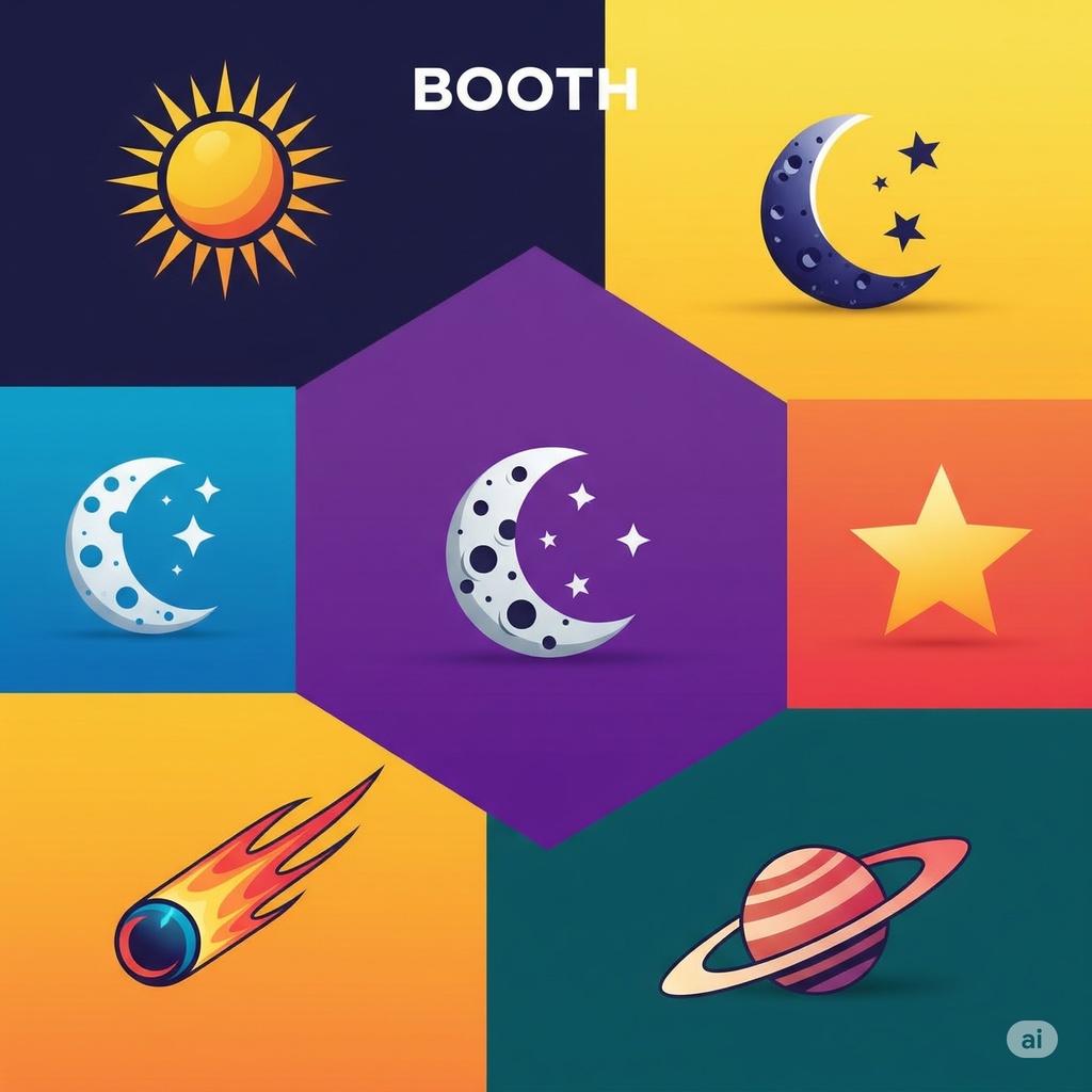 幻想的な宇宙を描く - 主要天体アイコンセット (背景透過)