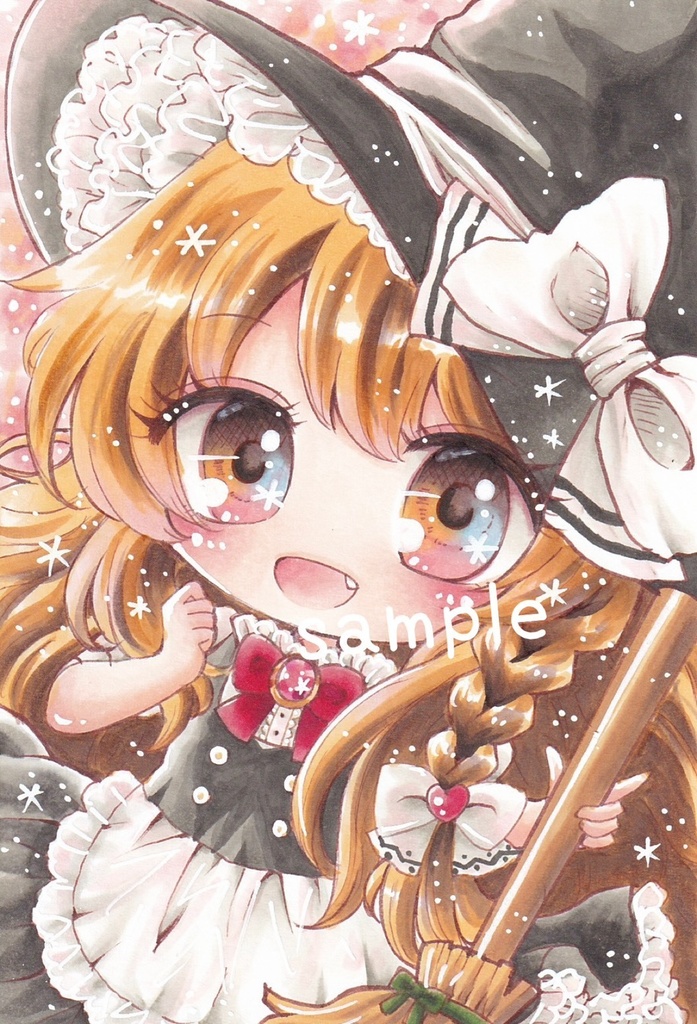 手描きイラスト 東方project 霧雨 魔理沙 はがきサイズ