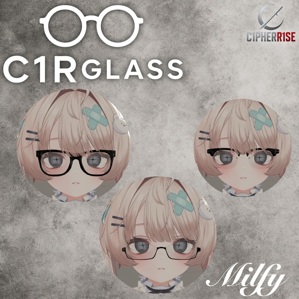 【複数アバター対応】𝒞𝟏ℛ 𝒢𝓁𝒶𝓈𝓈【3点セット】