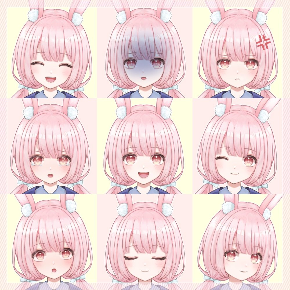 【VTuber汎用モデル】うさみみの女の子【配信背景・ミニキャラ・キービジュなど付き】