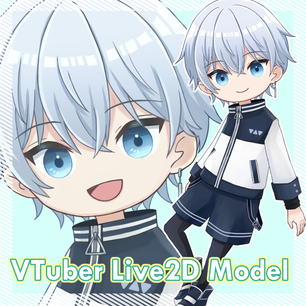 【VTuber汎用モデル】ゲーマーな男の子 ミニキャラver【背景付き】