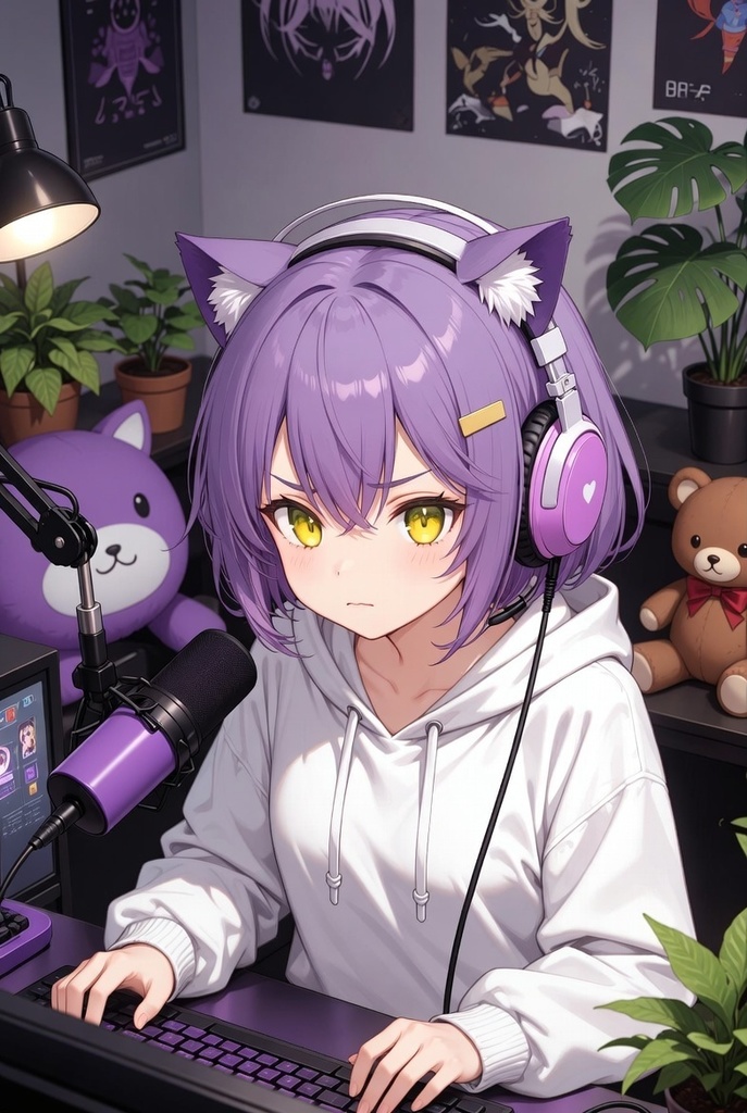 🐱 猫耳女子高生 ゲーム配信中 10枚セット(+背景透過Ver) 🐱