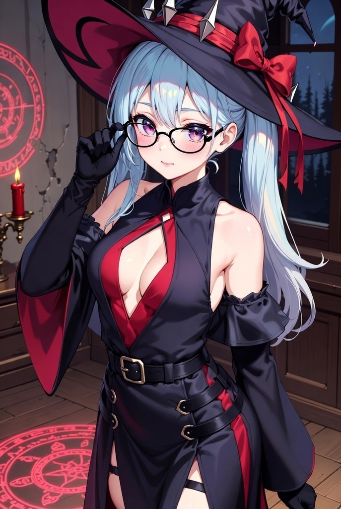 眼鏡っこ派手魔女っ子 衣装コレクション18点セット【背景あり+背景透明PNG(計36点・加工自由・商標利用OK】