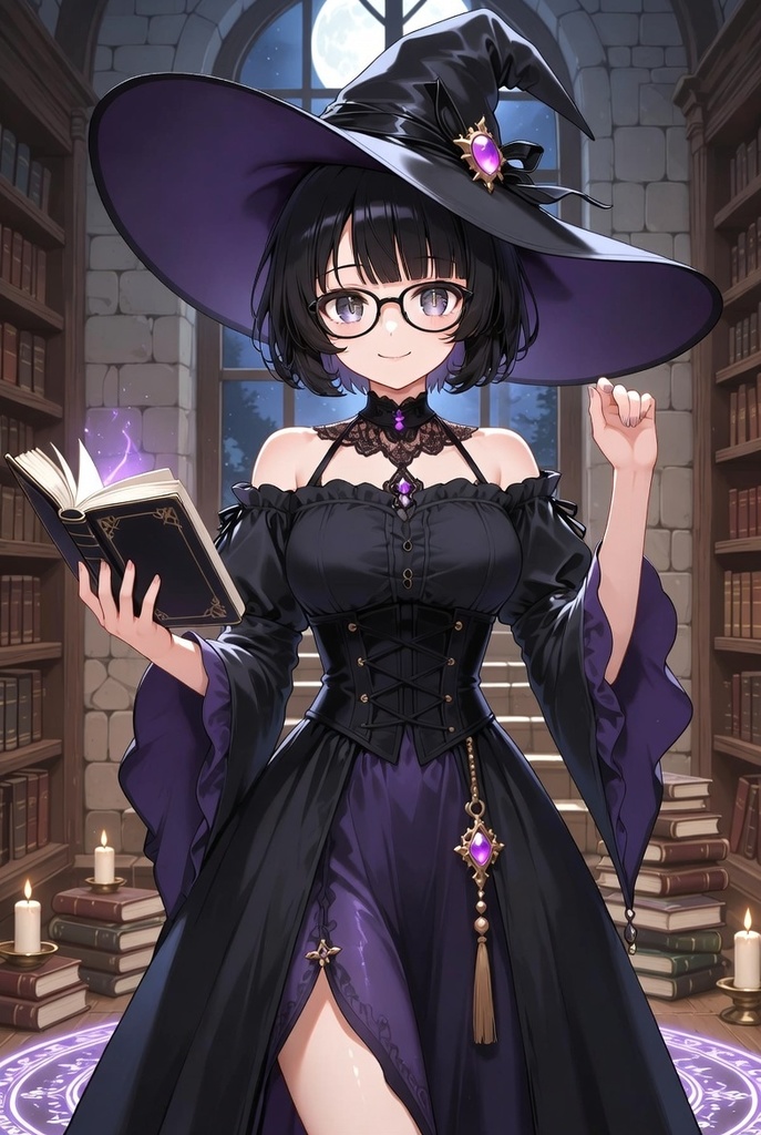 眼鏡っこ派手魔女っ子 衣装コレクション18点セット【背景あり+背景透明PNG(計36点・加工自由・商標利用OK】