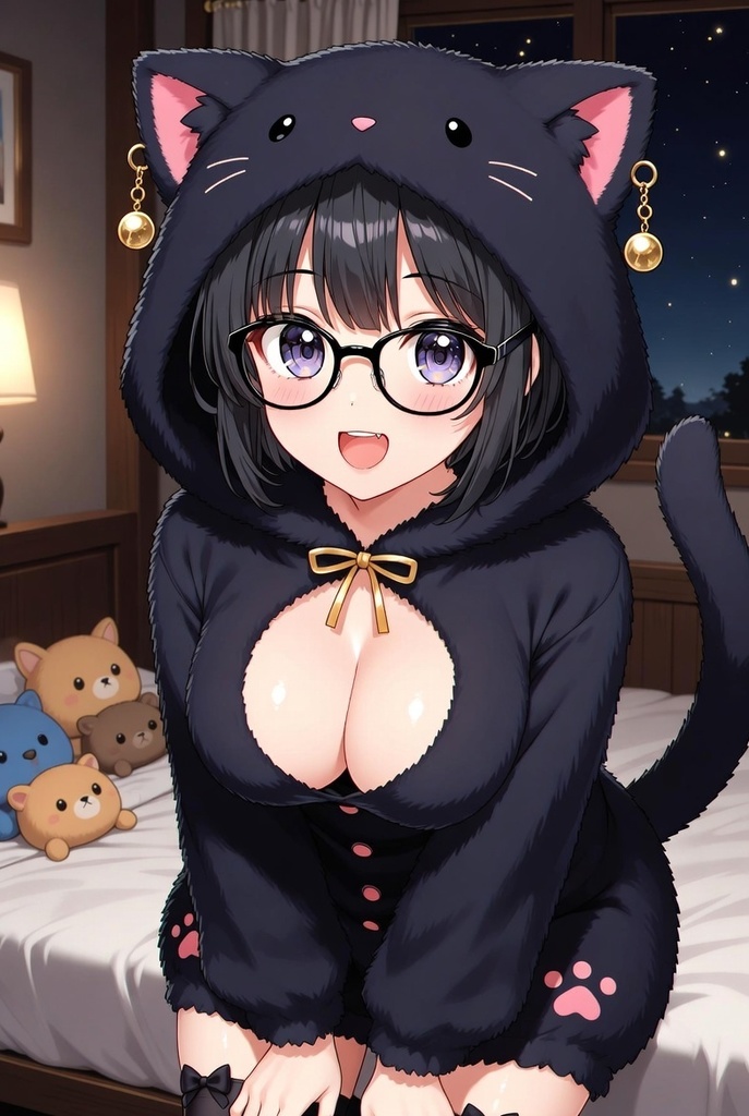 癒し系眼鏡っこ もこもち動物着ぐるみニットパジャマ 30点セット