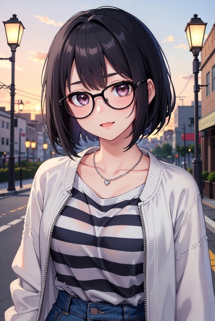 眼鏡っ子女子高生 セミリアル清楚カジュアル私服コレクション 60点セット(背景あり・なし)