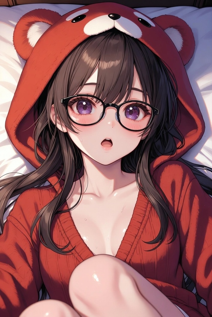 眼鏡っこ動物着ぐるみ ベッド自撮り80点セット (背景あり+背景なし 2バージョン収録)