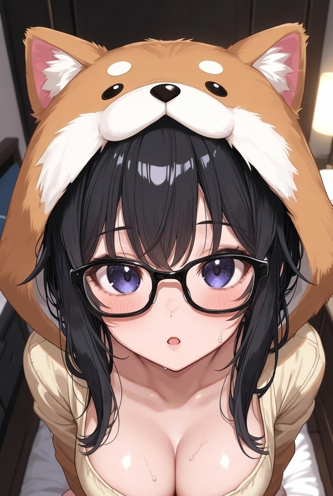 眼鏡っこ動物着ぐるみ ベッド自撮り80点セット (背景あり+背景なし 2バージョン収録)