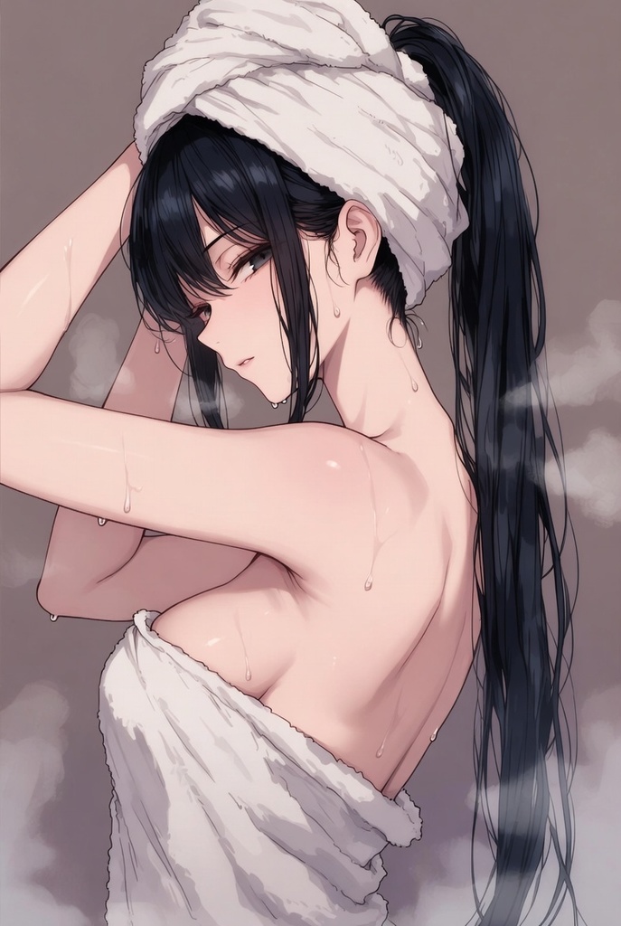 【80点】お風呂上がりタオル一枚美少女コレクション ~湯気立つ無防備でちょっとセクシー湯上がり姿~(背景あり+背景透過版)