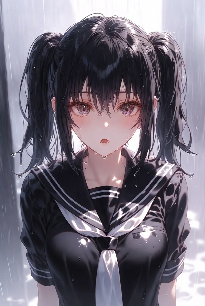 雨濡れ透け セーラー&ブレザー女子高生イラストコレクション 70点